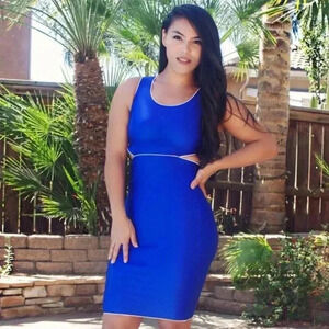Cut out blue dress